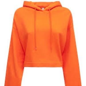 Alo Orange fleece lined cropped hoodie